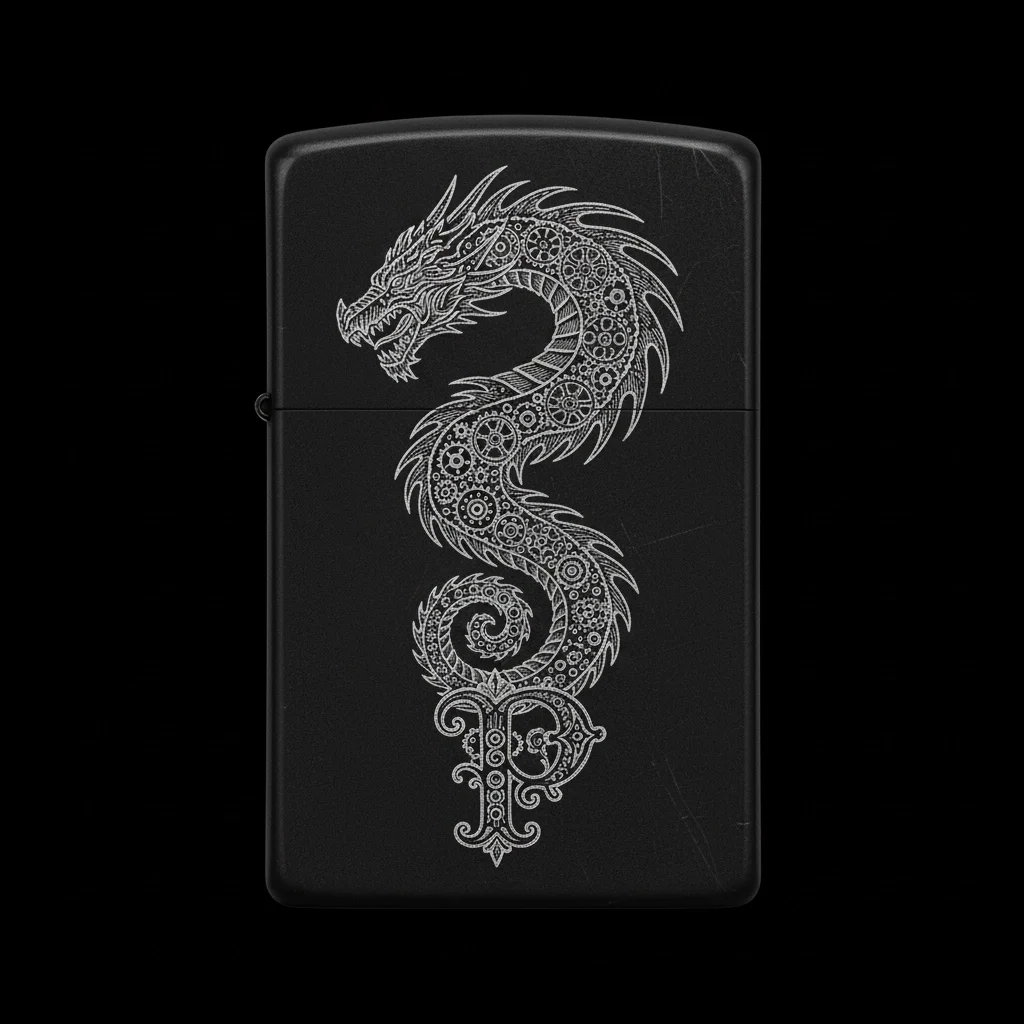 Zippo Ejderha Figürlü P Harfli Tasarım - V42
