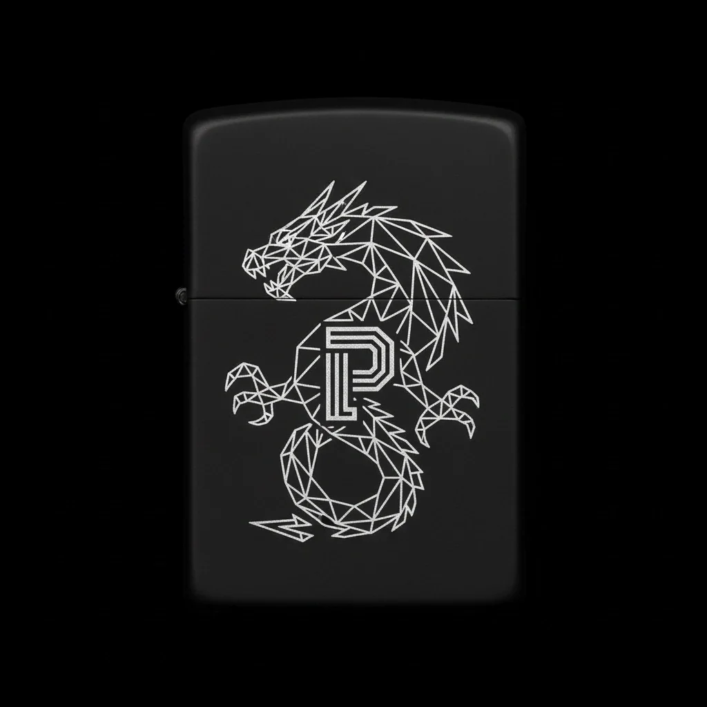 Zippo Ejderha Figürlü P Harfli Tasarım - V43