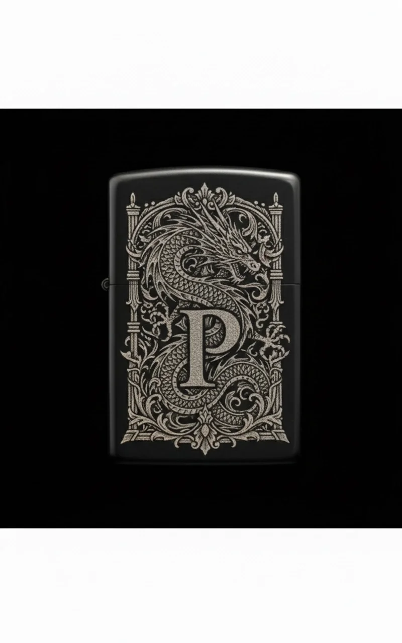 Zippo Ejderha Figürlü P Harfli Tasarım - V48