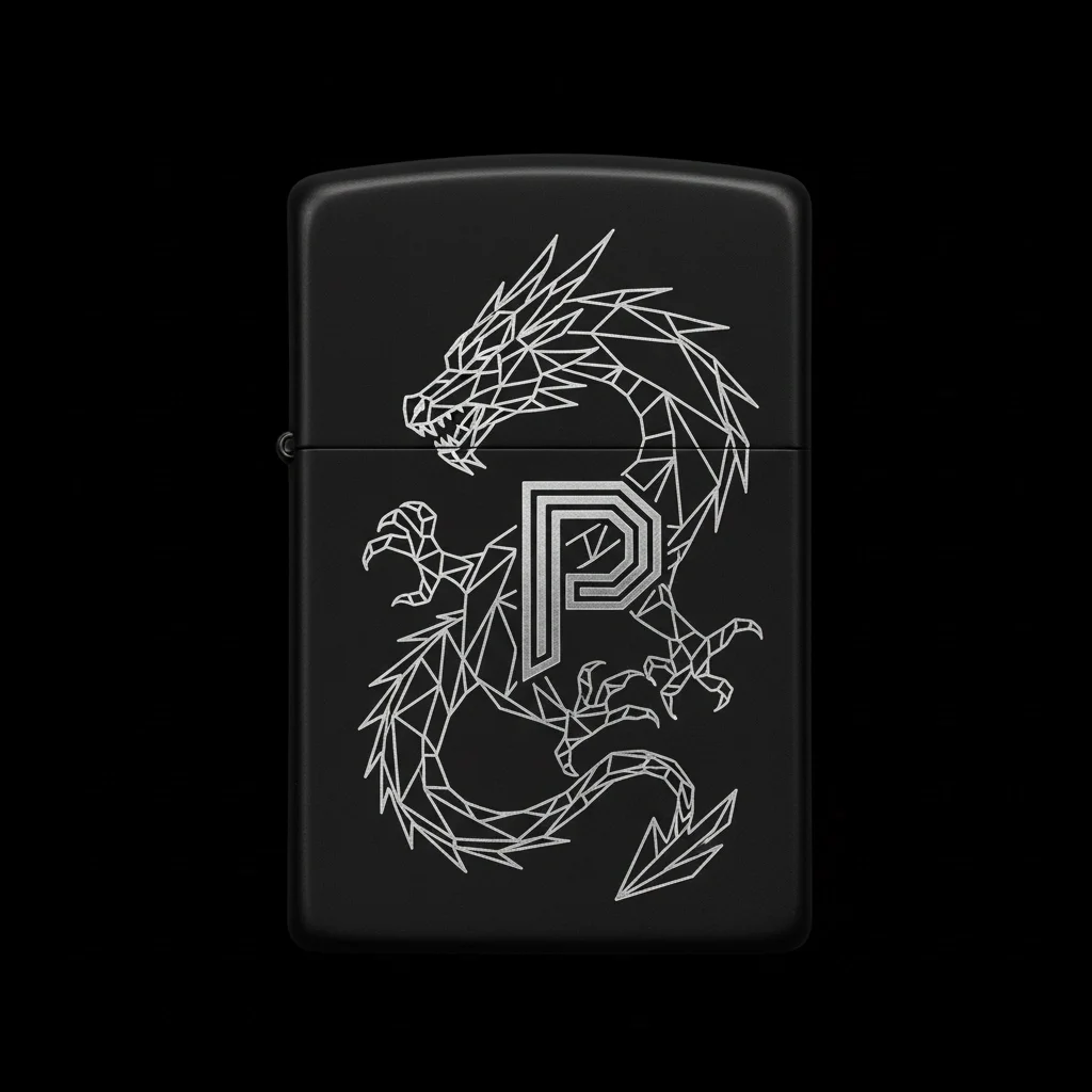 Zippo Ejderha Figürlü P Harfli Tasarım - V5