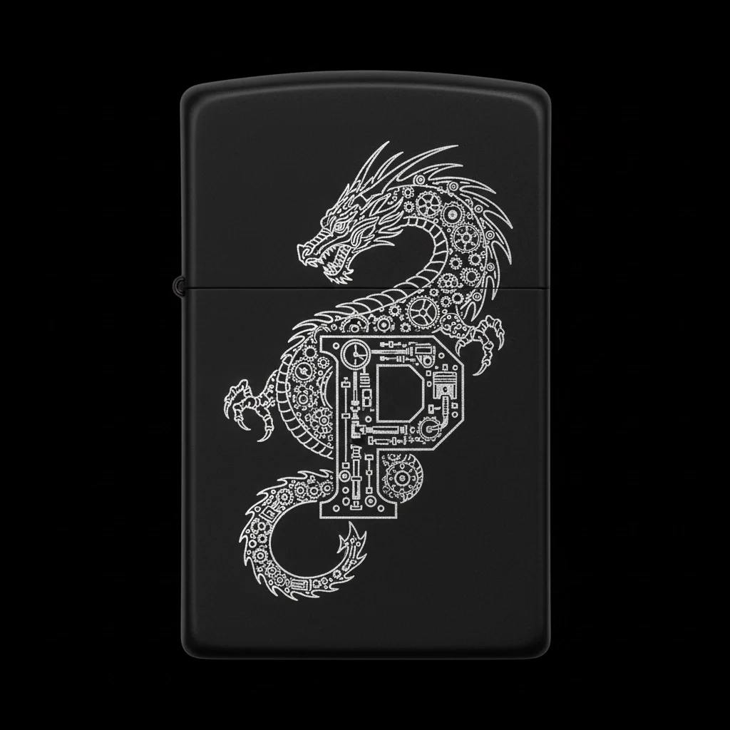 Zippo Ejderha Figürlü P Harfli Tasarım - V53