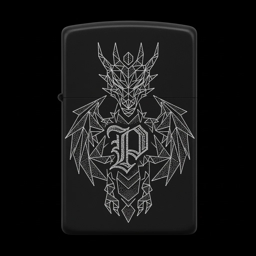 Zippo Ejderha Figürlü P Harfli Tasarım - V73