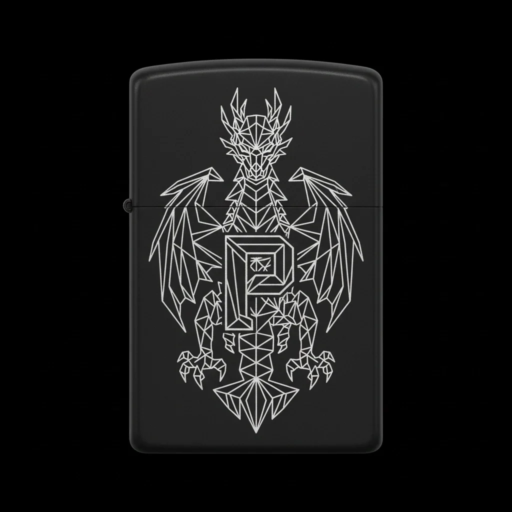 Zippo Ejderha Figürlü P Harfli Tasarım - V92