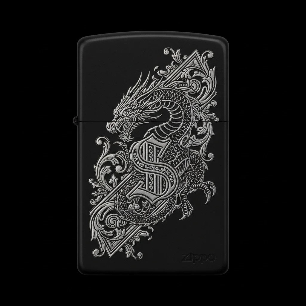 Zippo Ejderha Figürlü S Harfli Tasarım - V11
