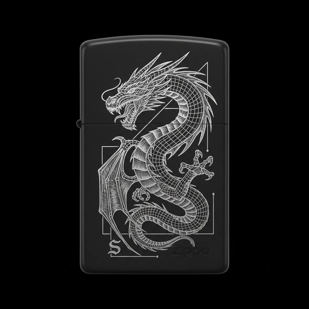 Zippo Ejderha Figürlü S Harfli Tasarım - V13