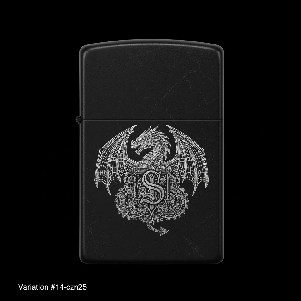 Zippo Ejderha Figürlü S Harfli Tasarım - V14