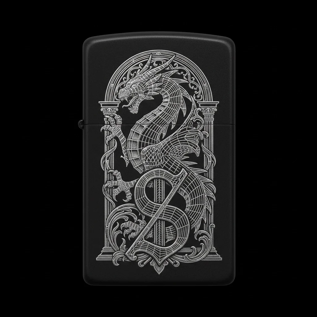 Zippo Ejderha Figürlü S Harfli Tasarım - V2