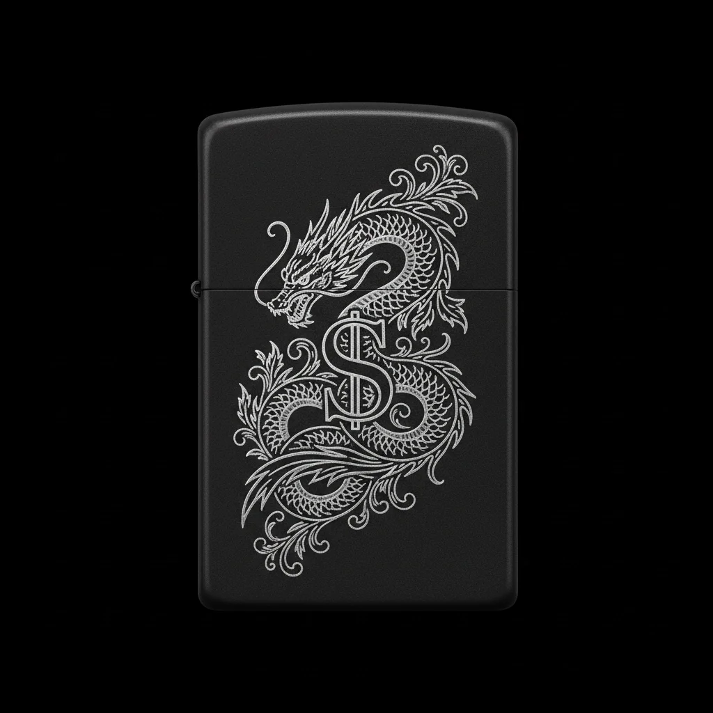 Zippo Ejderha Figürlü S Harfli Tasarım - V21