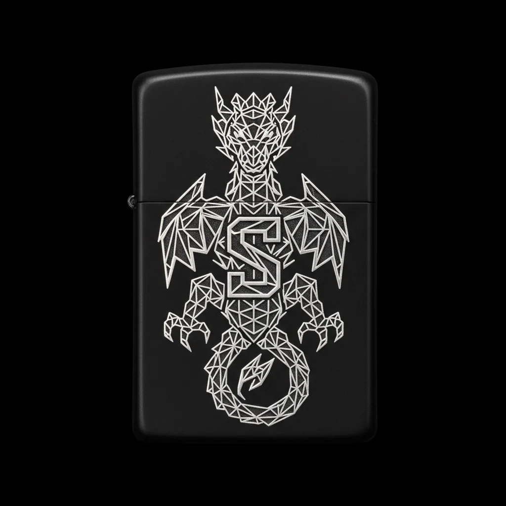 Zippo Ejderha Figürlü S Harfli Tasarım - V22