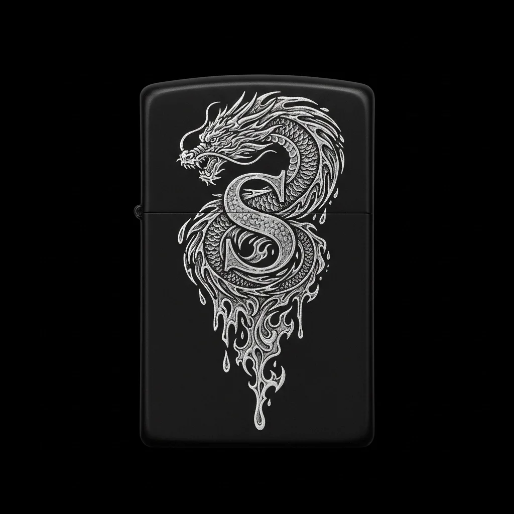 Zippo Ejderha Figürlü S Harfli Tasarım - V24