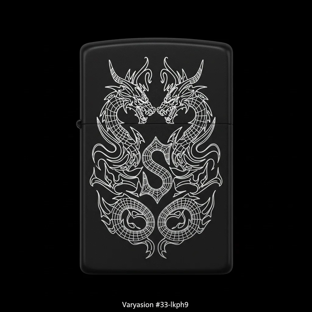 Zippo Ejderha Figürlü S Harfli Tasarım - V28