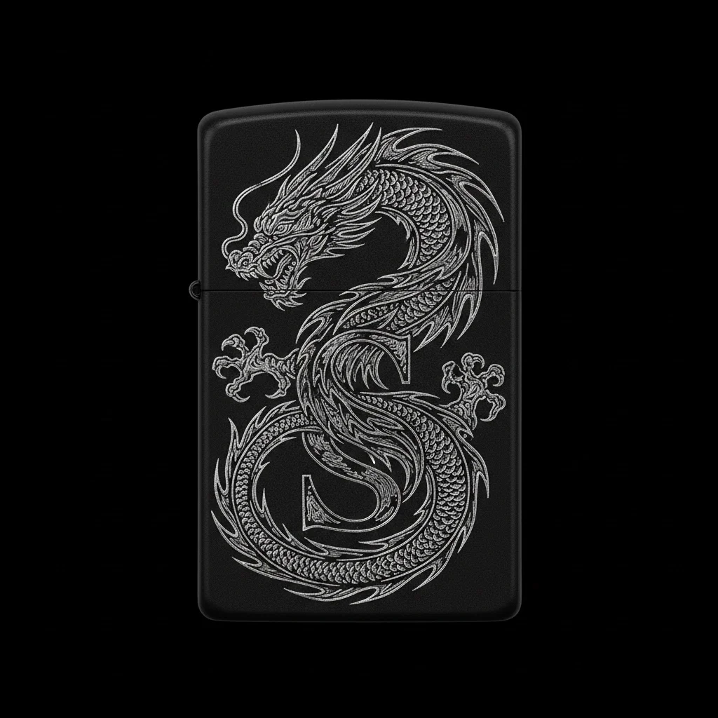 Zippo Ejderha Figürlü S Harfli Tasarım - V29