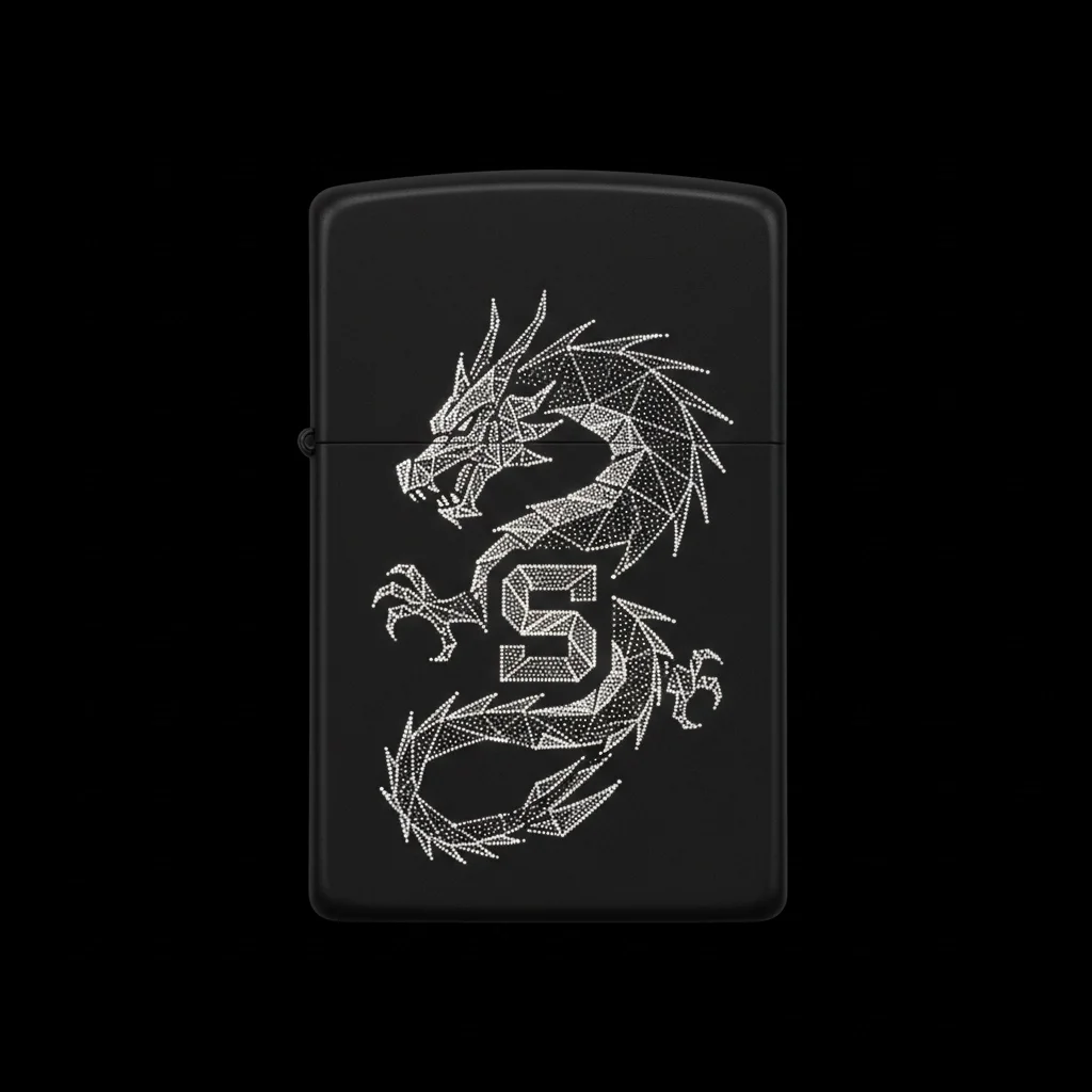 Zippo Ejderha Figürlü S Harfli Tasarım - V3