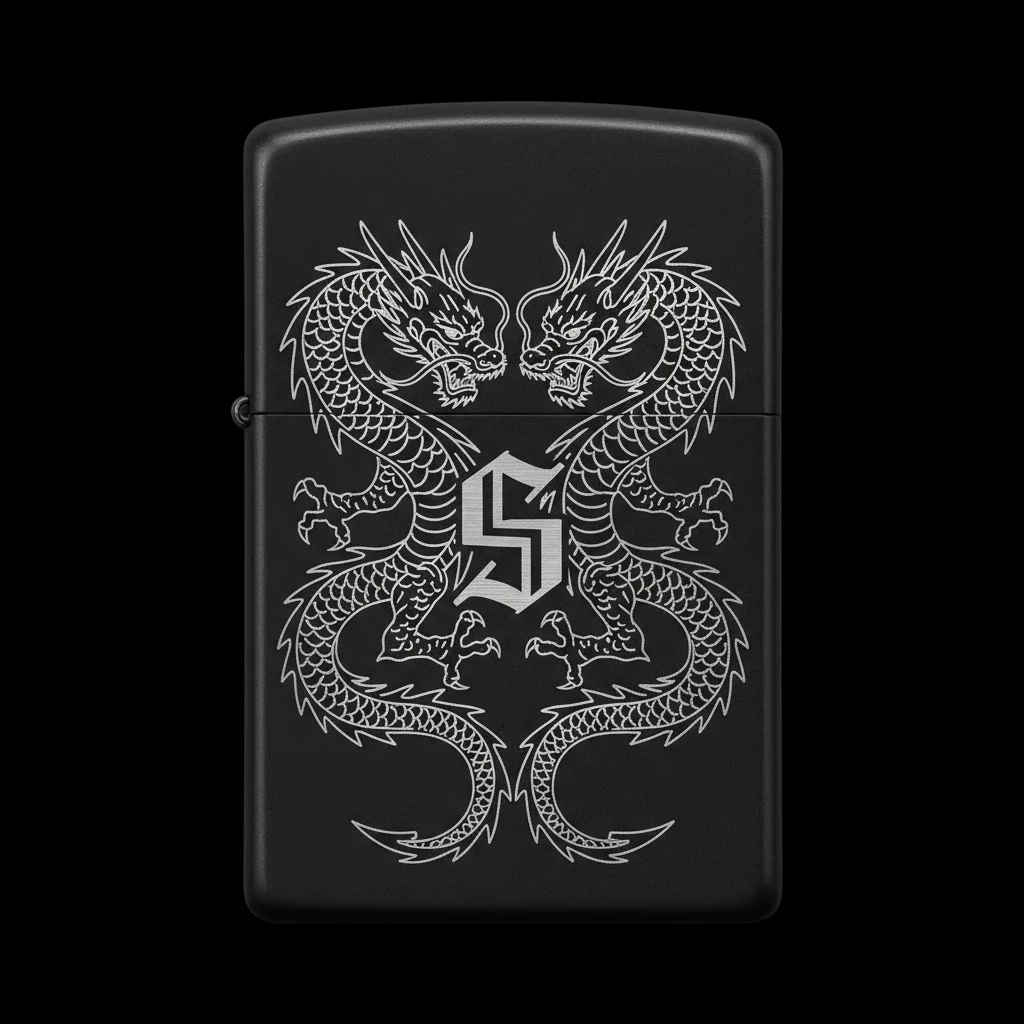 Zippo Ejderha Figürlü S Harfli Tasarım - V31