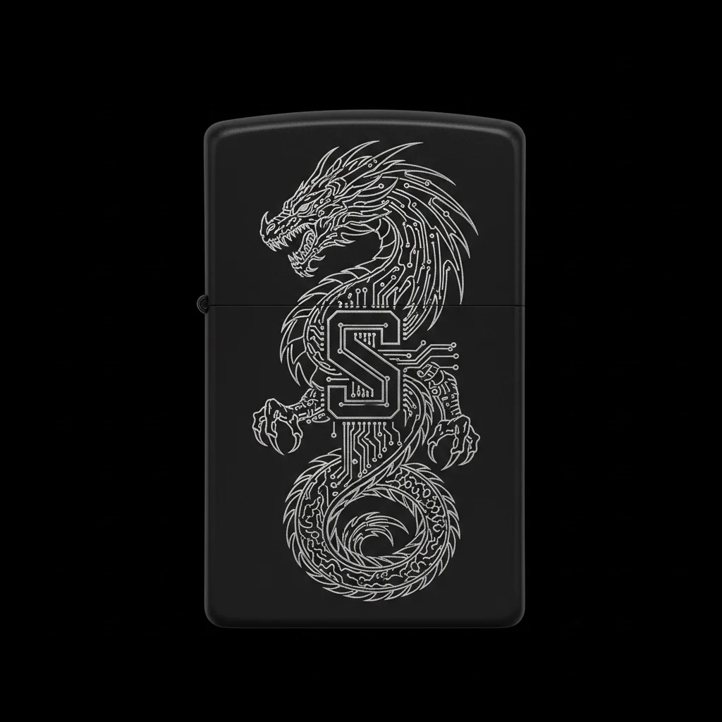 Zippo Ejderha Figürlü S Harfli Tasarım - V32