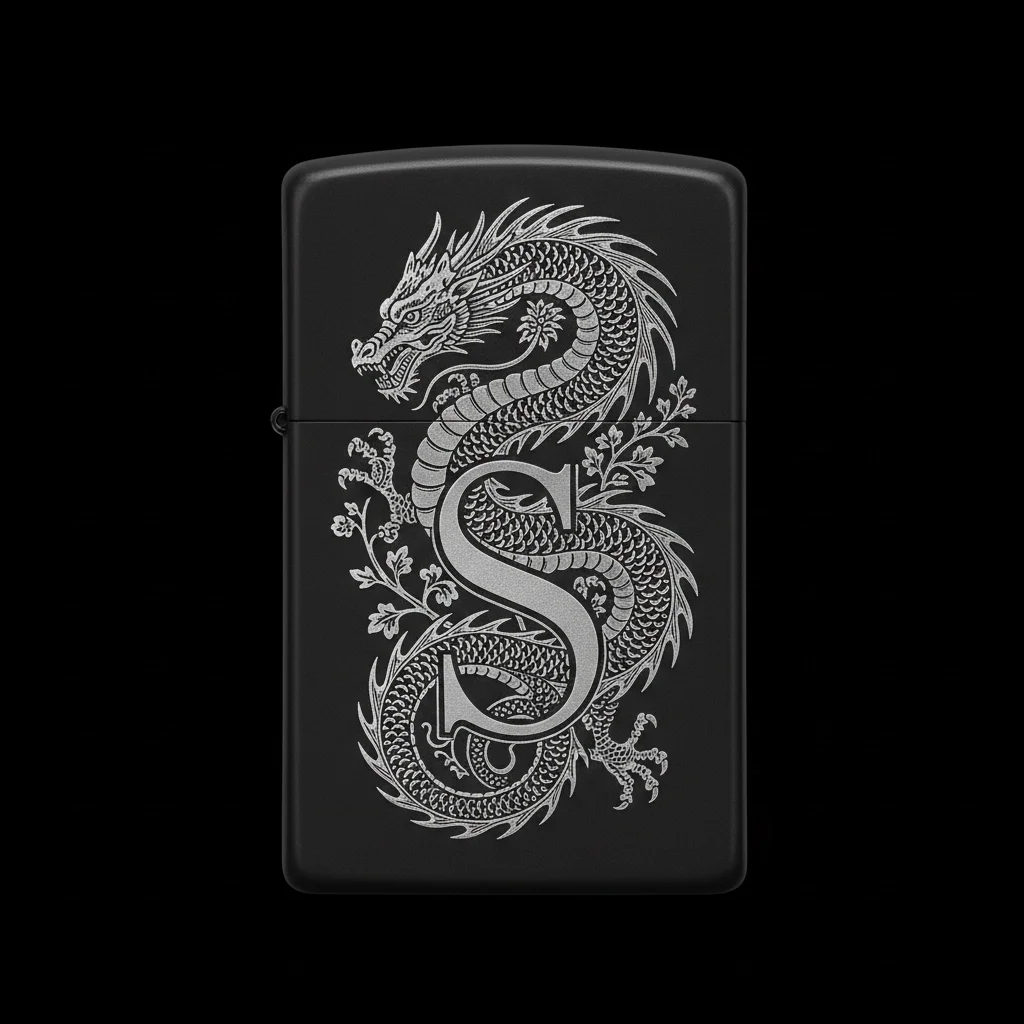 Zippo Ejderha Figürlü S Harfli Tasarım - V34