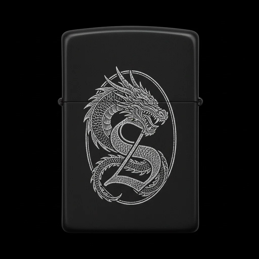 Zippo Ejderha Figürlü S Harfli Tasarım - V4
