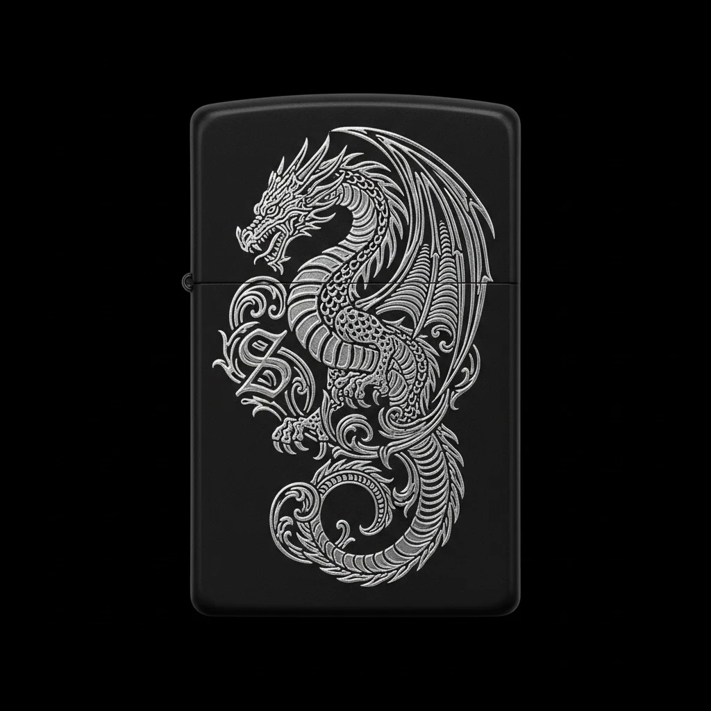 Zippo Ejderha Figürlü S Harfli Tasarım - V41