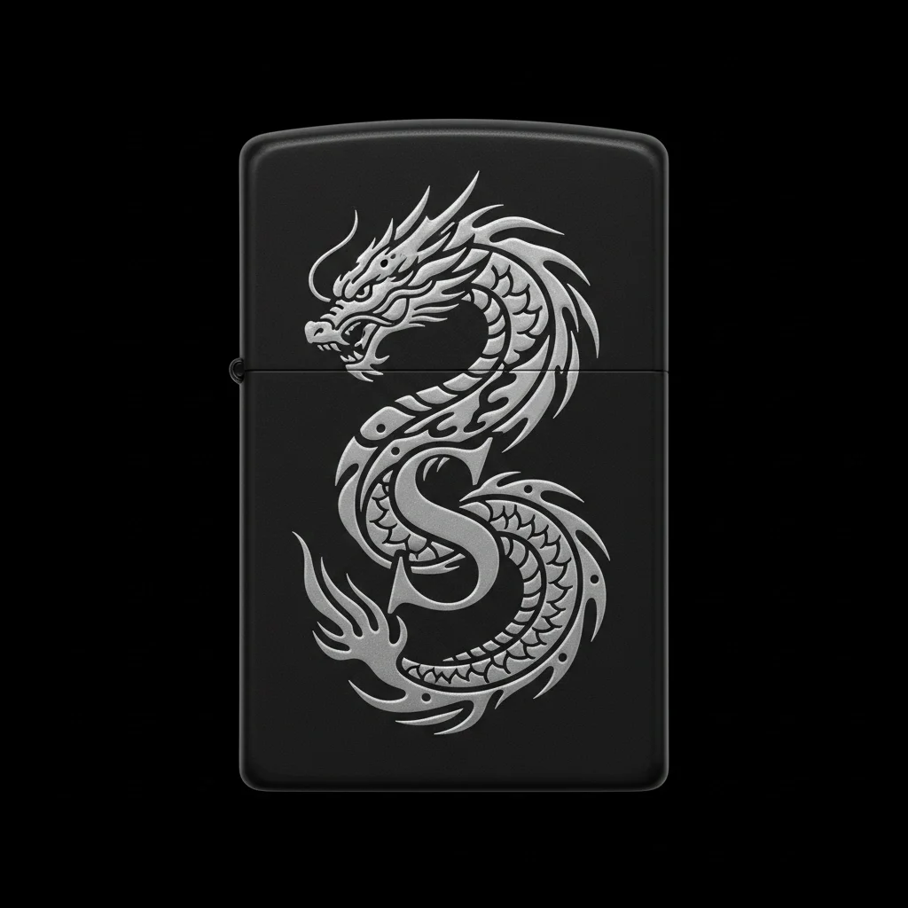 Zippo Ejderha Figürlü S Harfli Tasarım - V42