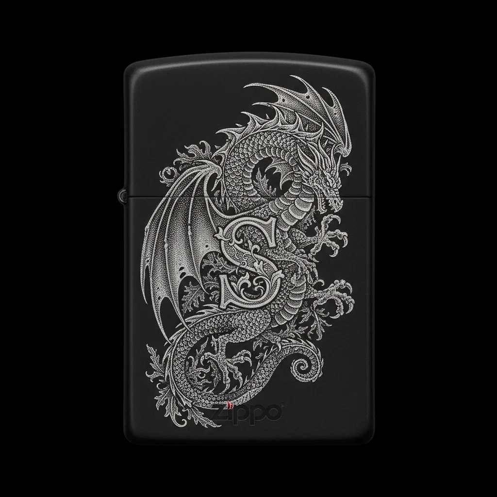 Zippo Ejderha Figürlü S Harfli Tasarım - V47