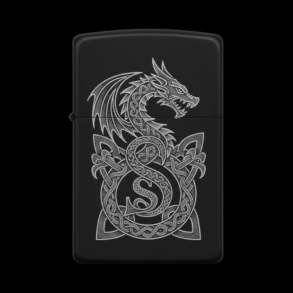 Zippo Ejderha Figürlü S Harfli Tasarım - V49