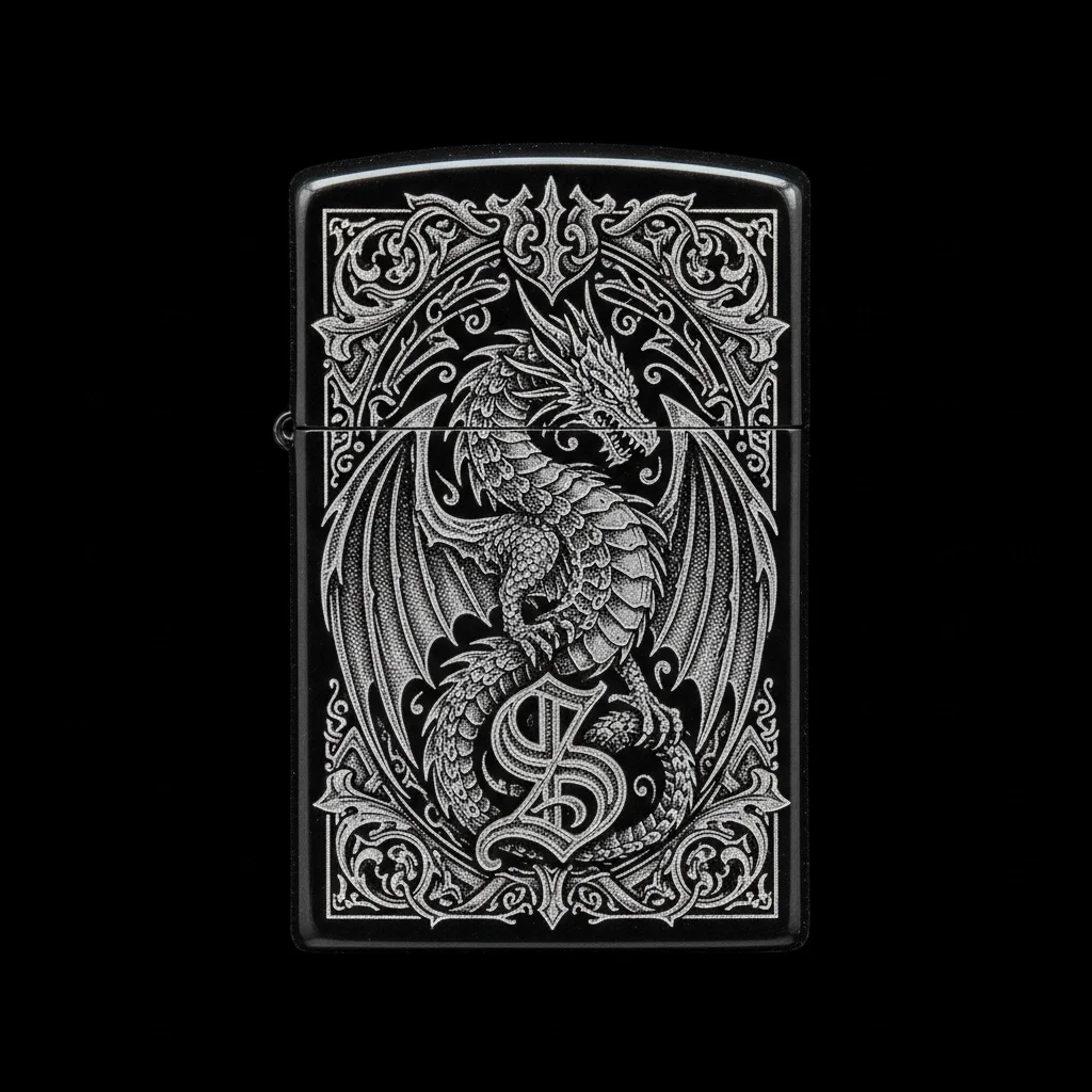 Zippo Ejderha Figürlü S Harfli Tasarım - V5