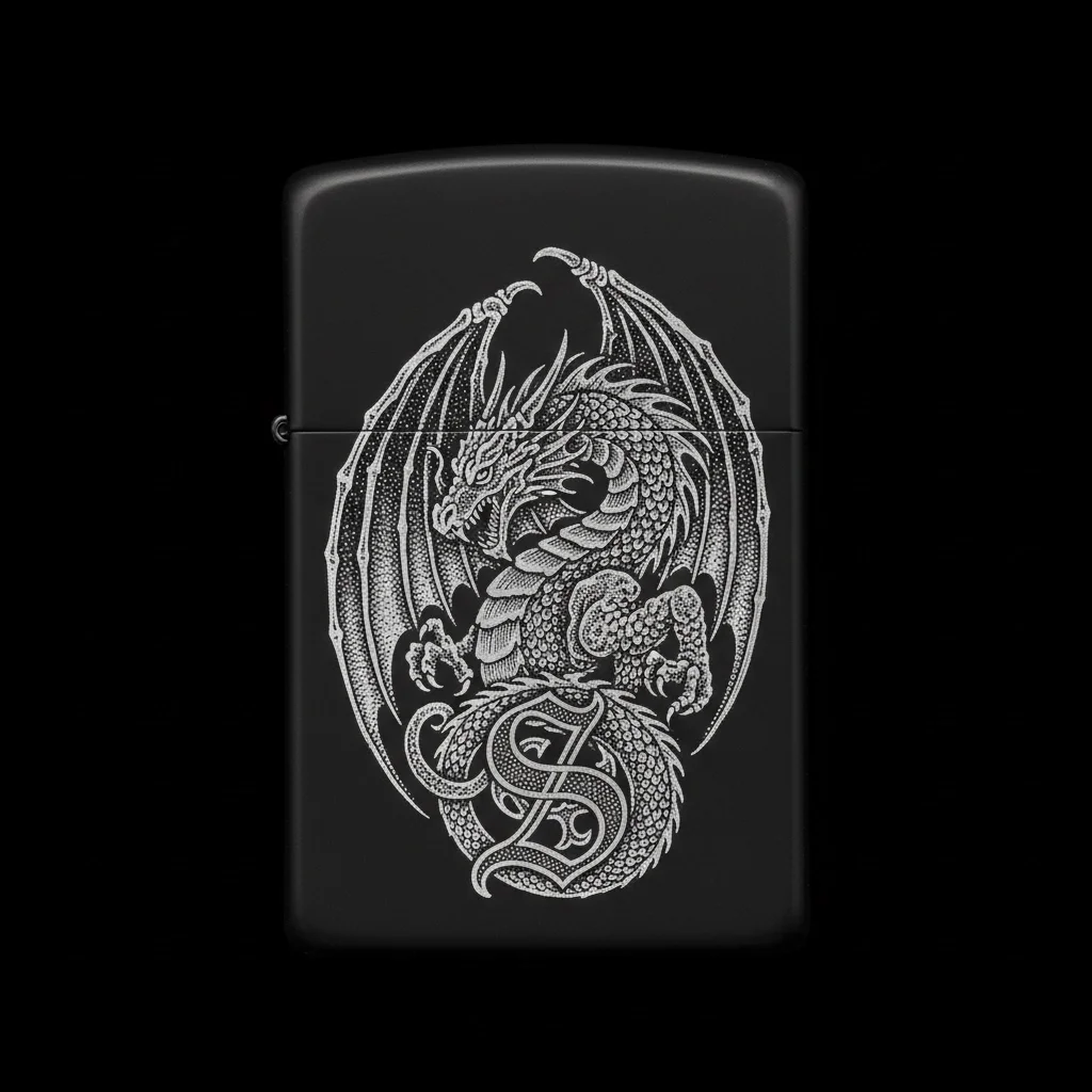 Zippo Ejderha Figürlü S Harfli Tasarım - V51