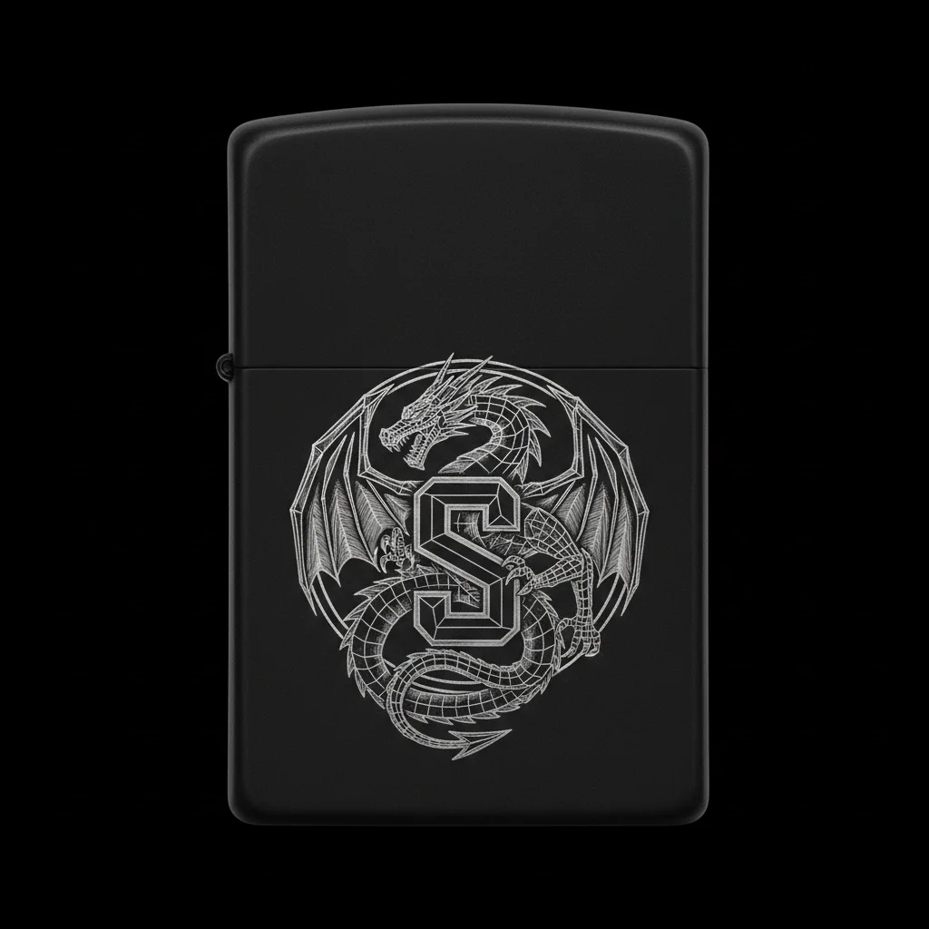 Zippo Ejderha Figürlü S Harfli Tasarım - V52