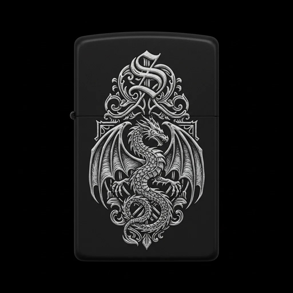 Zippo Ejderha Figürlü S Harfli Tasarım - V57