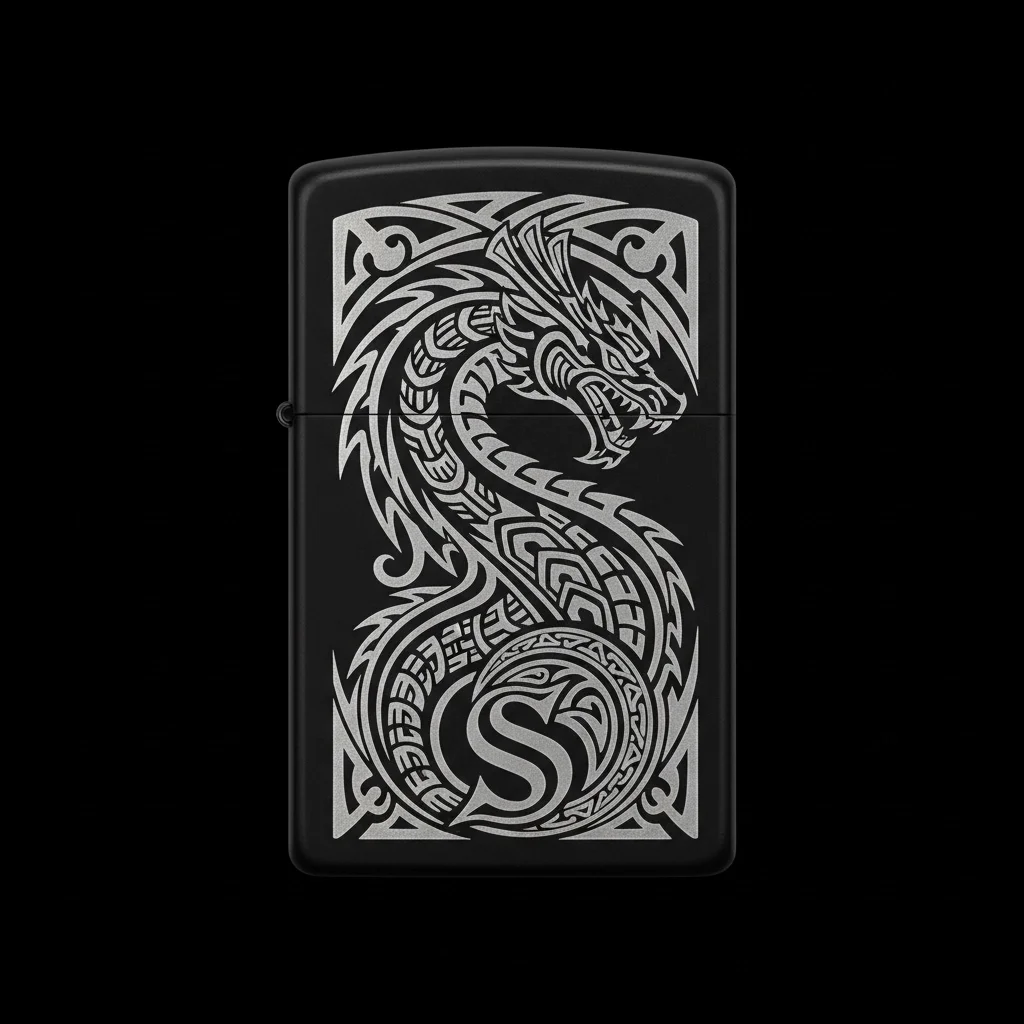 Zippo Ejderha Figürlü S Harfli Tasarım - V58