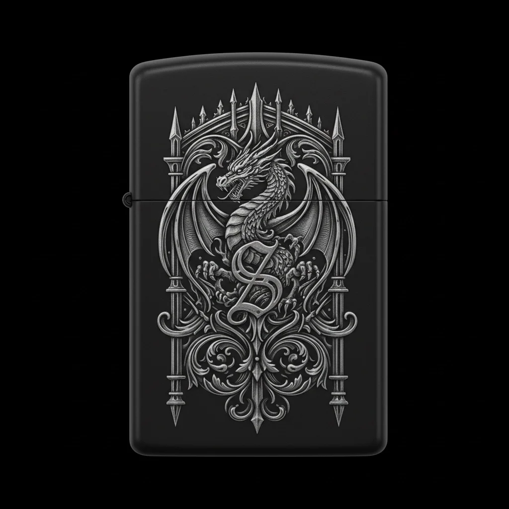 Zippo Ejderha Figürlü S Harfli Tasarım - V59
