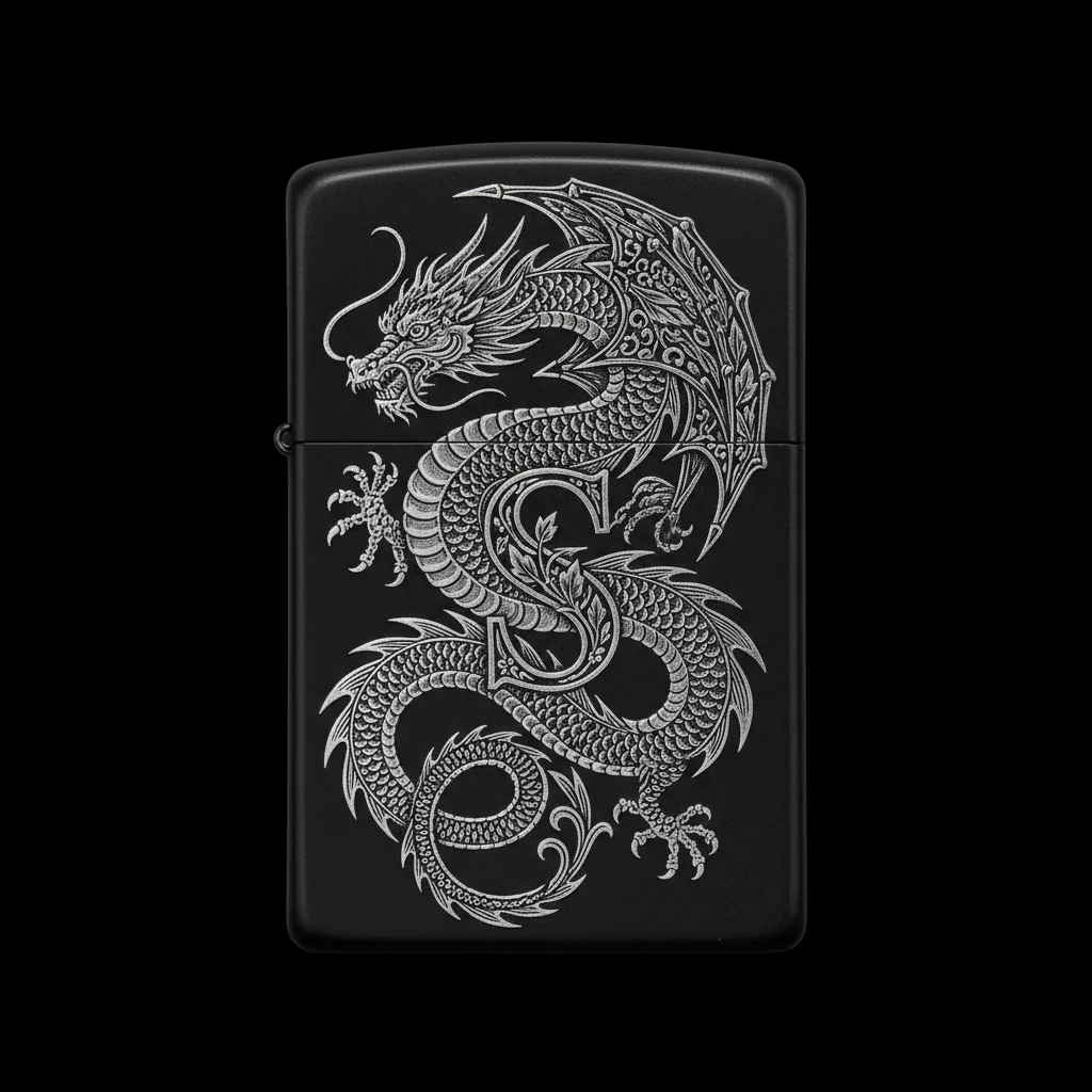 Zippo Ejderha Figürlü S Harfli Tasarım - V8