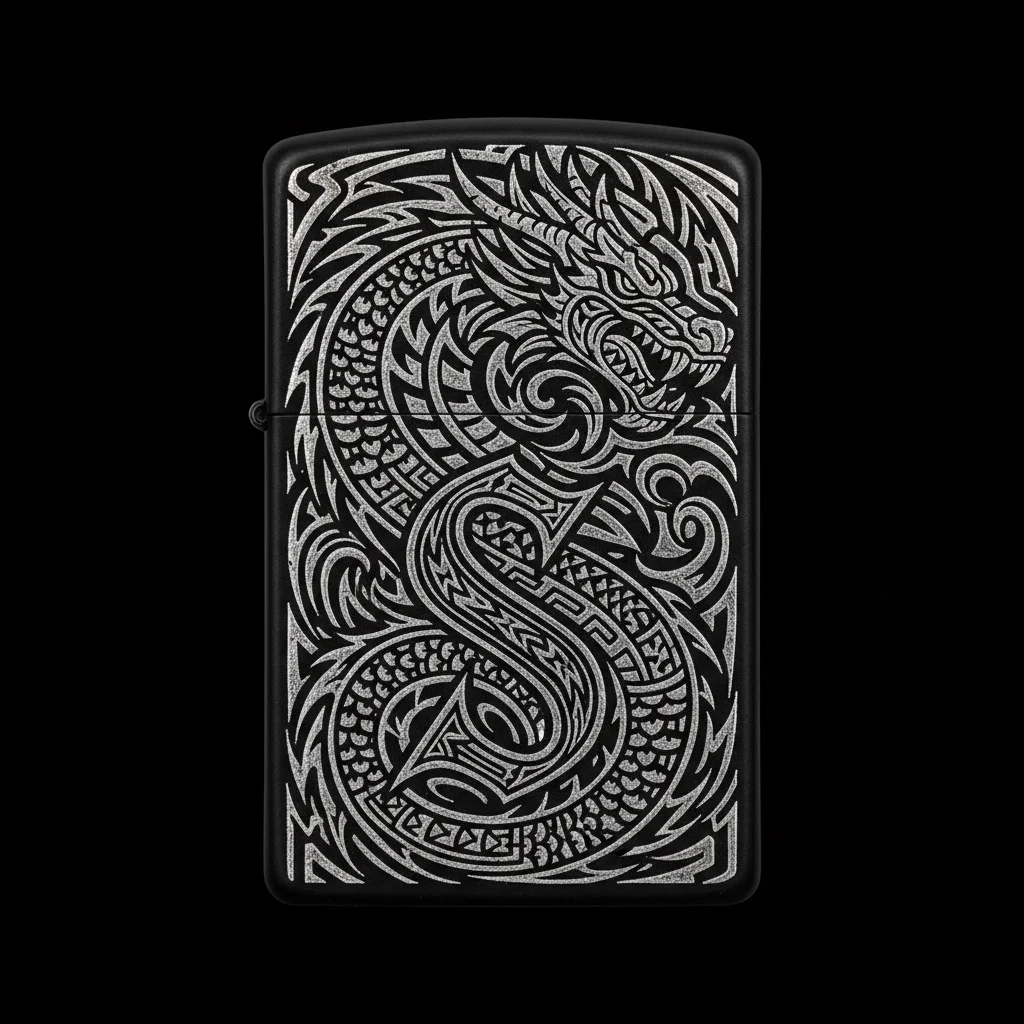 Zippo Ejderha Figürlü S Harfli Tasarım - V9