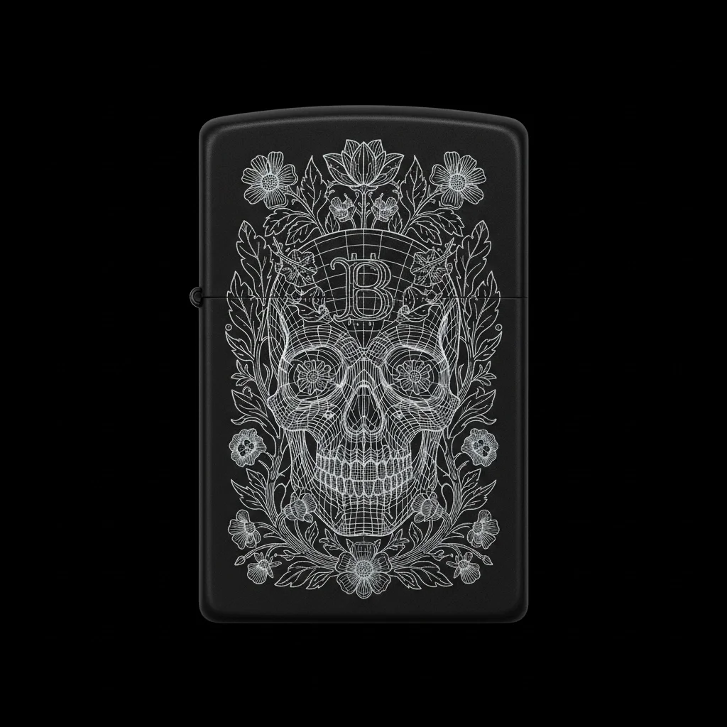 Zippo Kuru Kafa Figürlü B Harfli Tasarım - V4