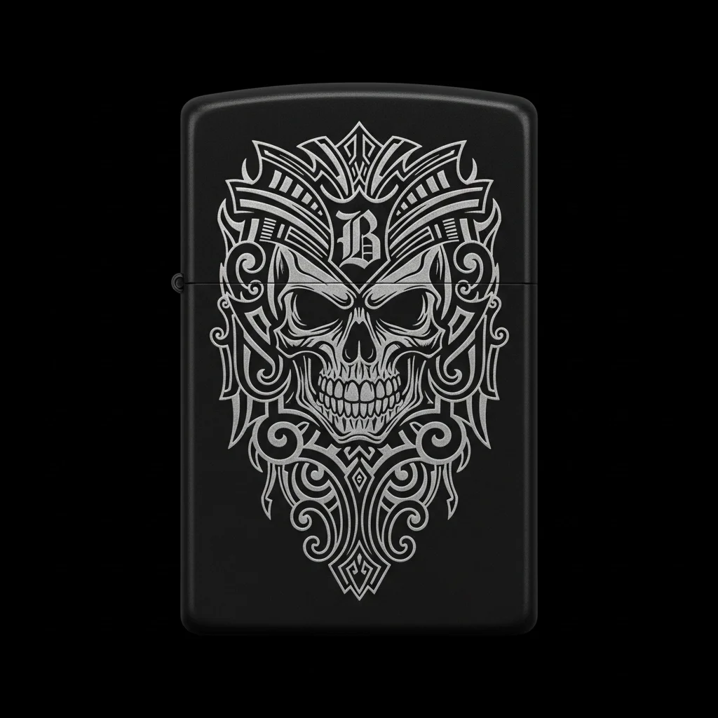 Zippo Kuru Kafa Figürlü B Harfli Tasarım - V9
