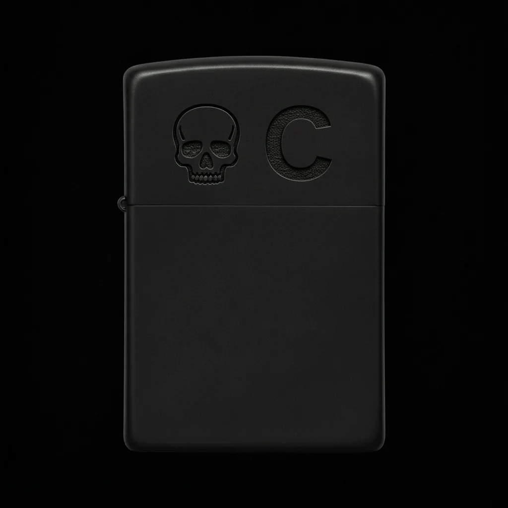 Zippo Kuru Kafa Figürlü C Harfli Tasarım - V1