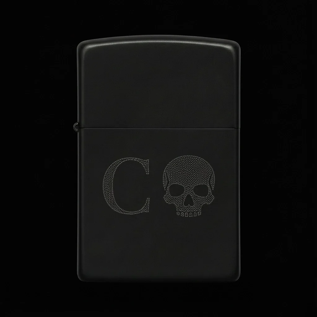 Zippo Kuru Kafa Figürlü C Harfli Tasarım - V10