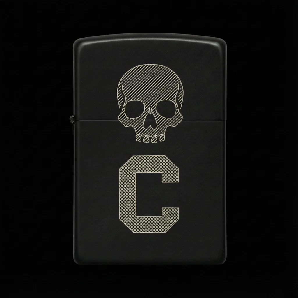 Zippo Kuru Kafa Figürlü C Harfli Tasarım - V11