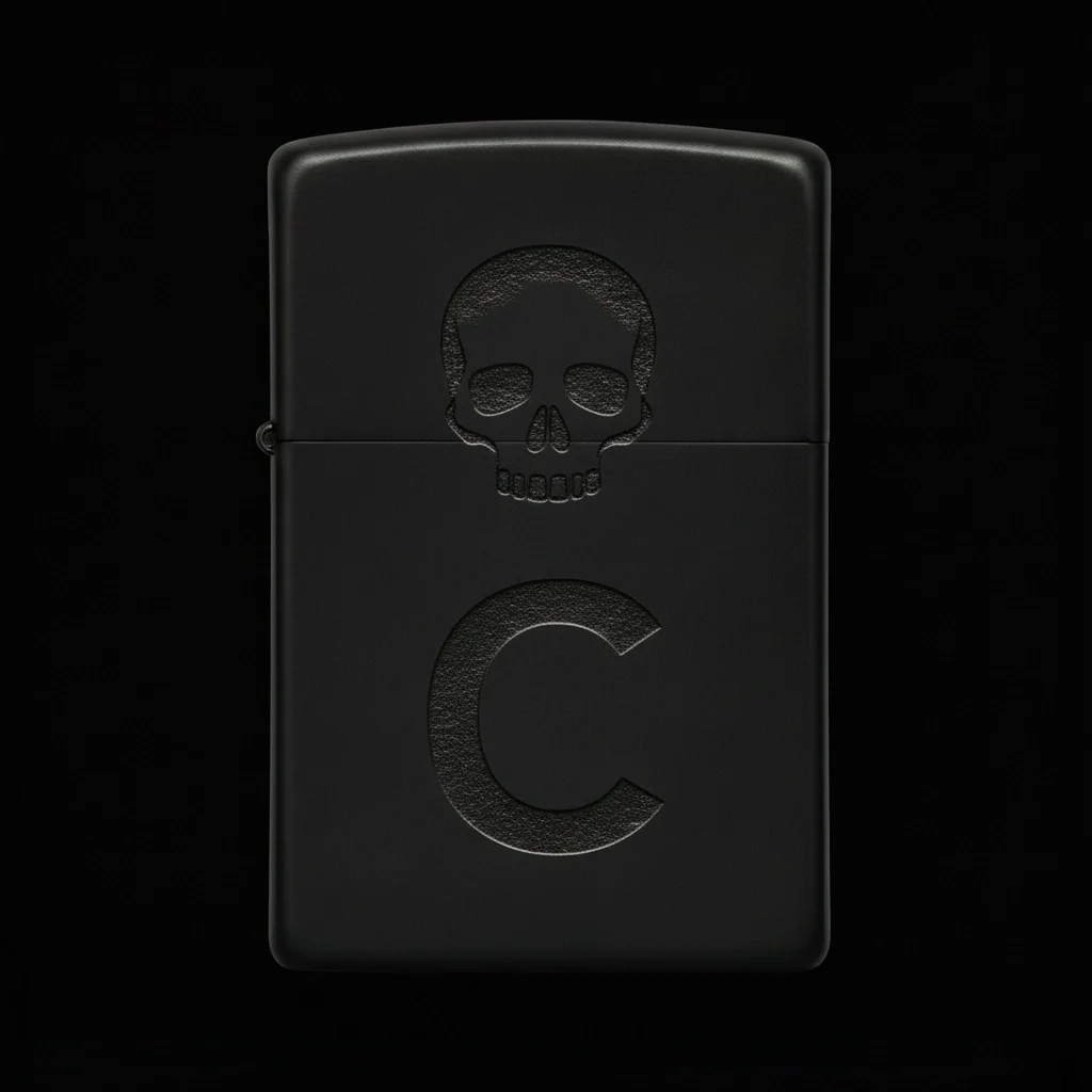 Zippo Kuru Kafa Figürlü C Harfli Tasarım - V12