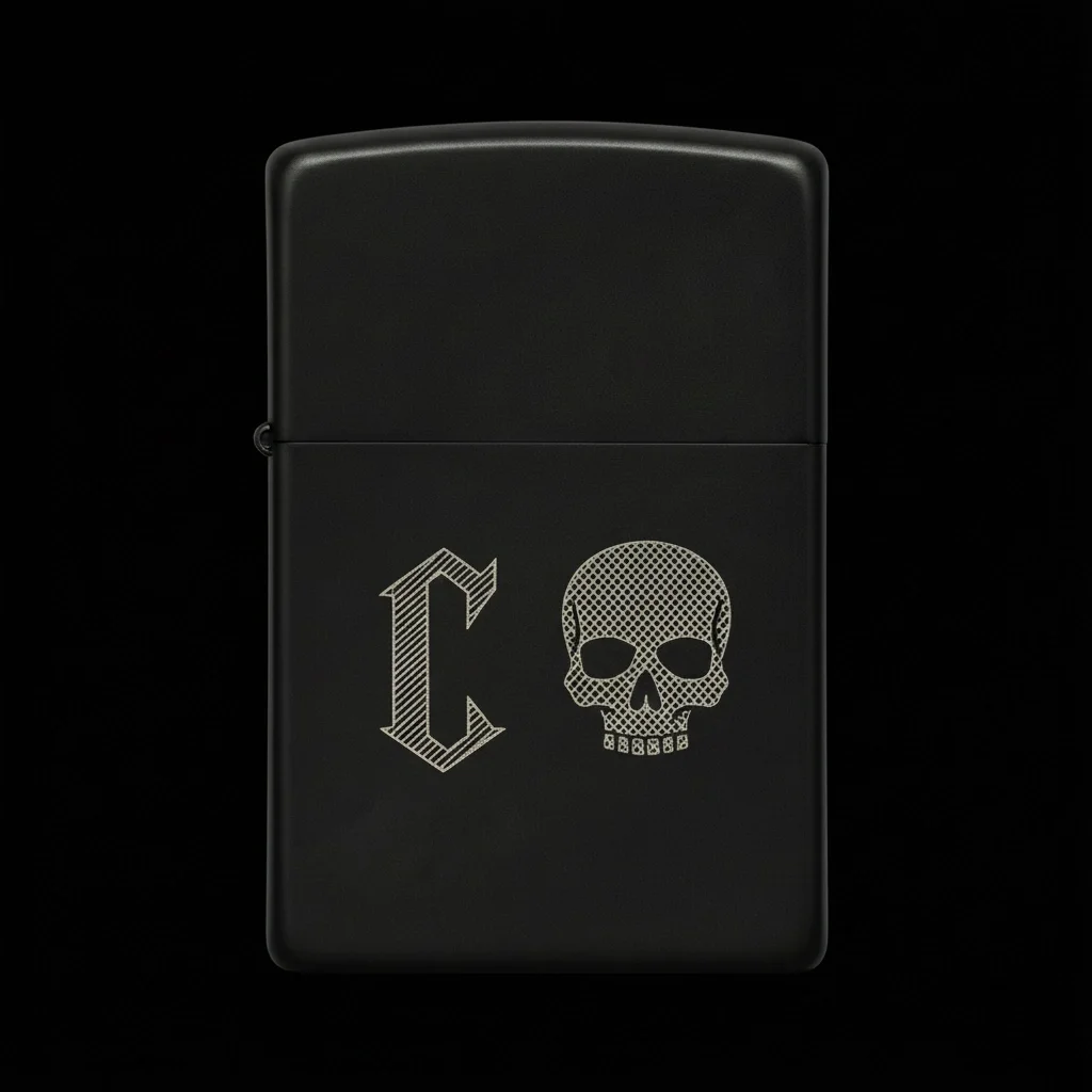 Zippo Kuru Kafa Figürlü C Harfli Tasarım - V14