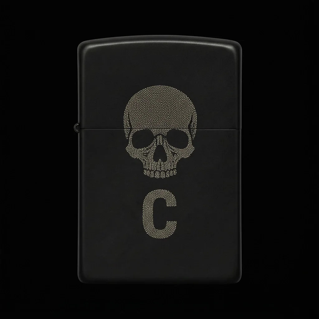 Zippo Kuru Kafa Figürlü C Harfli Tasarım - V15