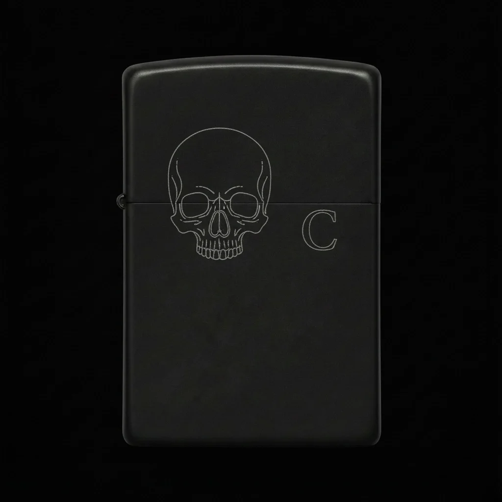 Zippo Kuru Kafa Figürlü C Harfli Tasarım - V16