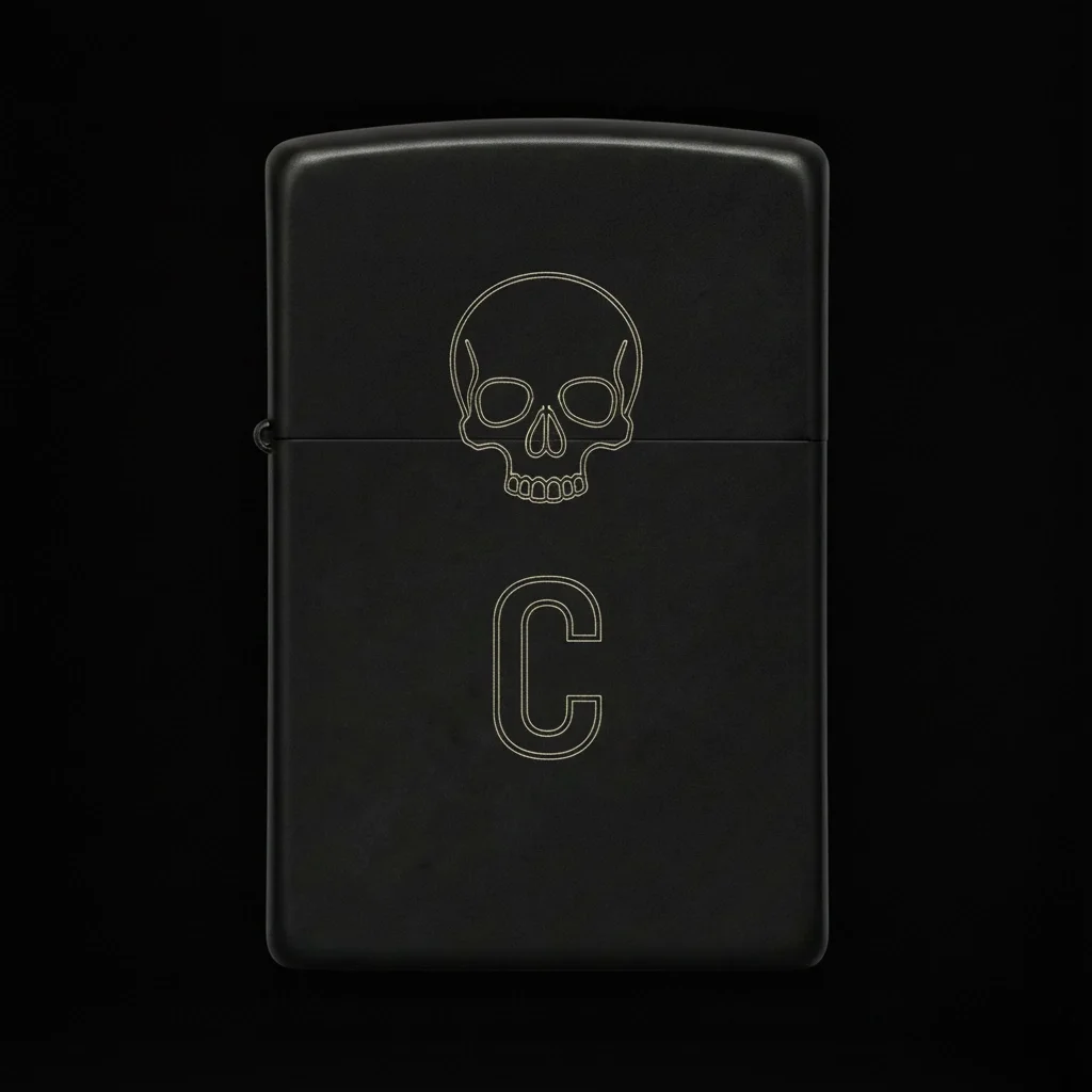 Zippo Kuru Kafa Figürlü C Harfli Tasarım - V17