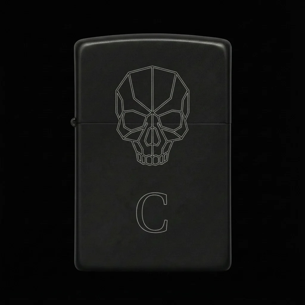 Zippo Kuru Kafa Figürlü C Harfli Tasarım - V19