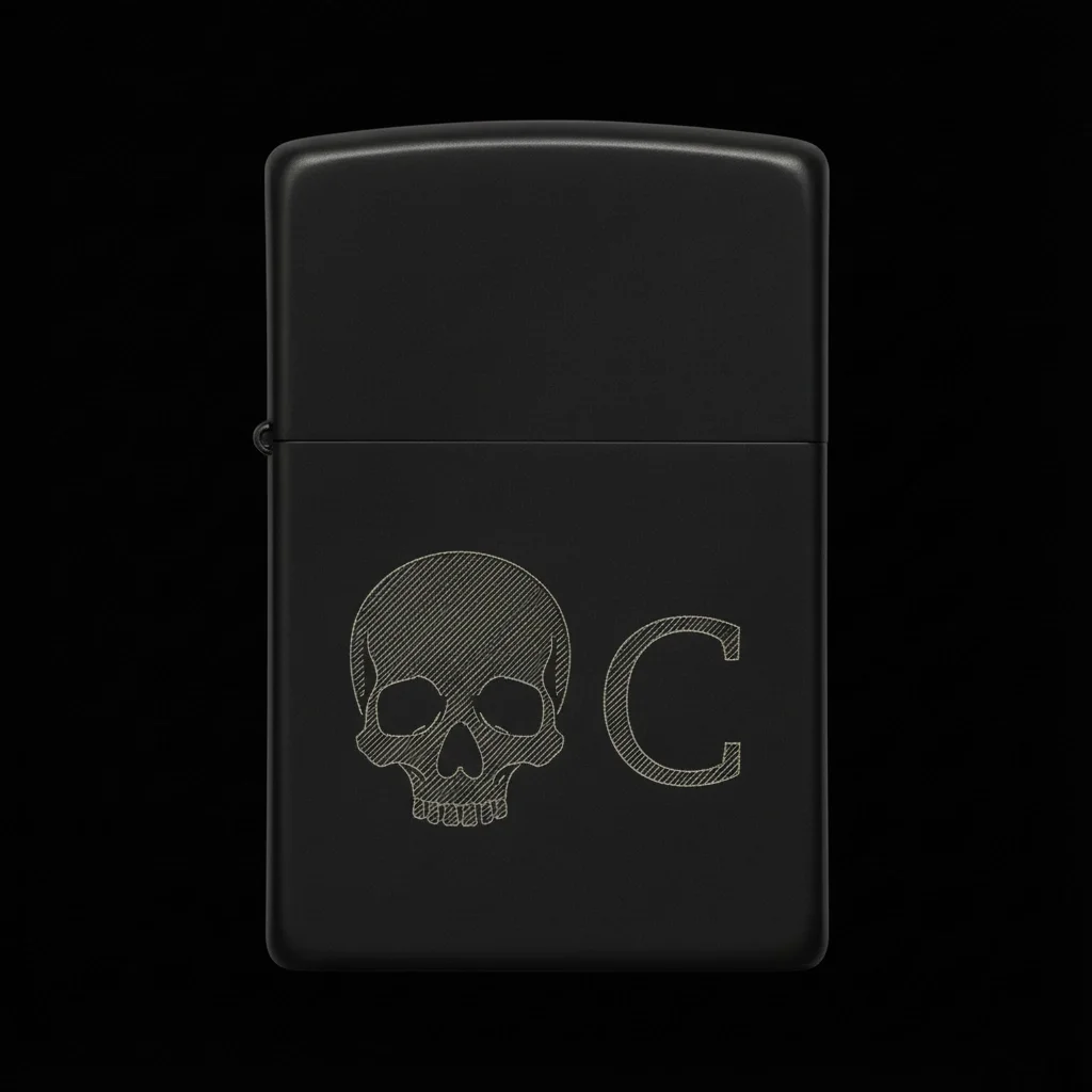 Zippo Kuru Kafa Figürlü C Harfli Tasarım - V2