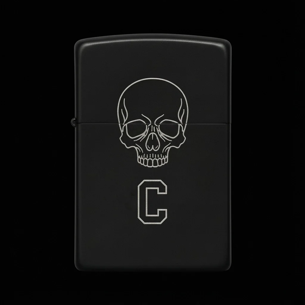 Zippo Kuru Kafa Figürlü C Harfli Tasarım - V21