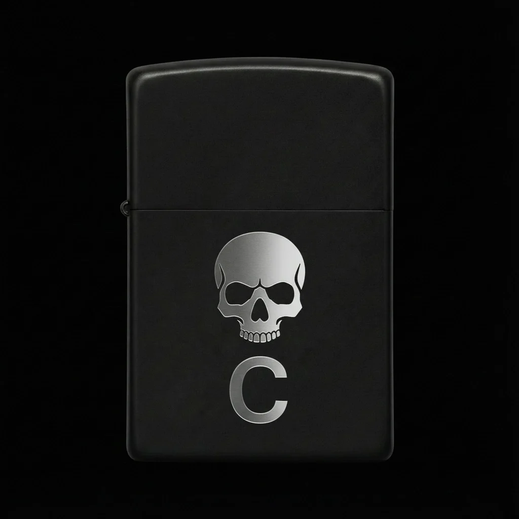 Zippo Kuru Kafa Figürlü C Harfli Tasarım - V22