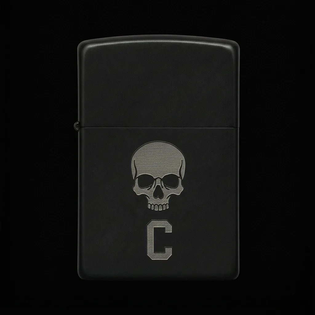 Zippo Kuru Kafa Figürlü C Harfli Tasarım - V23