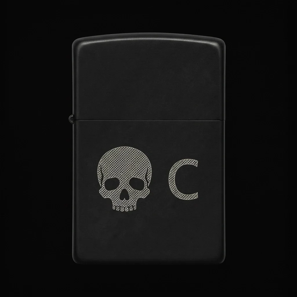 Zippo Kuru Kafa Figürlü C Harfli Tasarım - V24