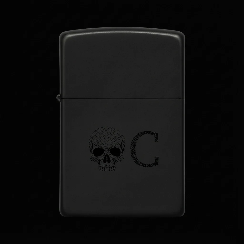 Zippo Kuru Kafa Figürlü C Harfli Tasarım - V25